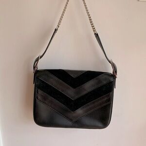 Via Spiga black suede & leather chained handbag